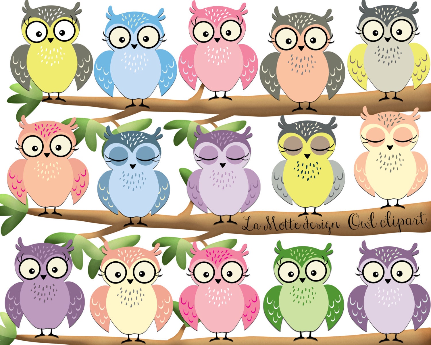 cute owl clipart digital owl clip art pastel clipart owls pink