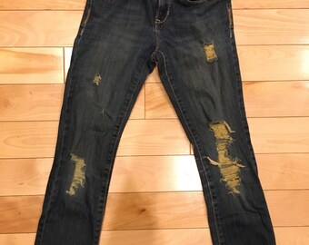 Girls distressed denim jeans size 8 regular