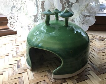 Porcelain Toad House in Lime Green and Forest Green