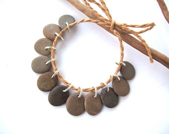Natural Stone Beads Mediterranean Beach Stone Beads Rock Charms River Stone Beads Pebble Pairs Diy Jewelry Small EARTHY MIX 14-16 mm