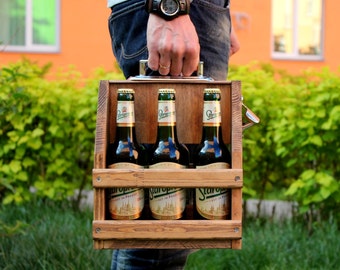Wooden six pack beer carrier, Wooden Beer Carrier, Wooden Beer Caddy, Birthday gift, Beer holder, Personalized Birthday Gift, Man cave, beer