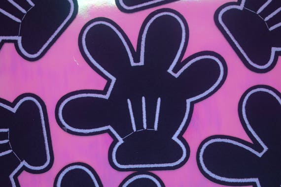 Black Mickey/Minnie Mouse Hand Iron on Patch