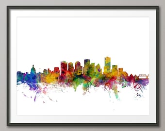 Edmonton Skyline, Edmonton Canada Cityscape Art Print (1282)