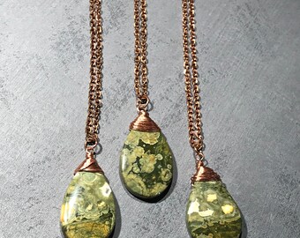 Necklace - Rhyolite - rhyolite jewelry - stone necklace - copper jewelry - pendant necklace