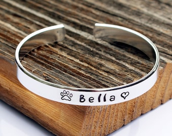 Pet memorial cuff bracelet Pet loss comfort jewelry In memory of bracelet Custom Pet bracelet
