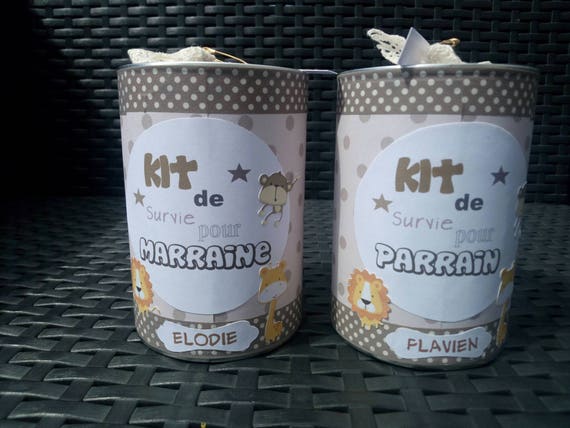 2 Kit  de survie  pour marraine  et parrain  personaliis  ici