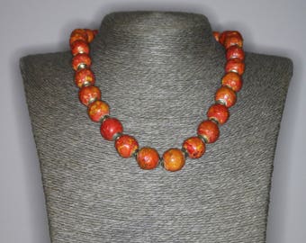 Tyre beads |Beaded Necklace |Rusty look.