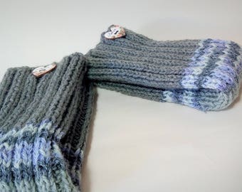 Gray Violet striped leg warmers