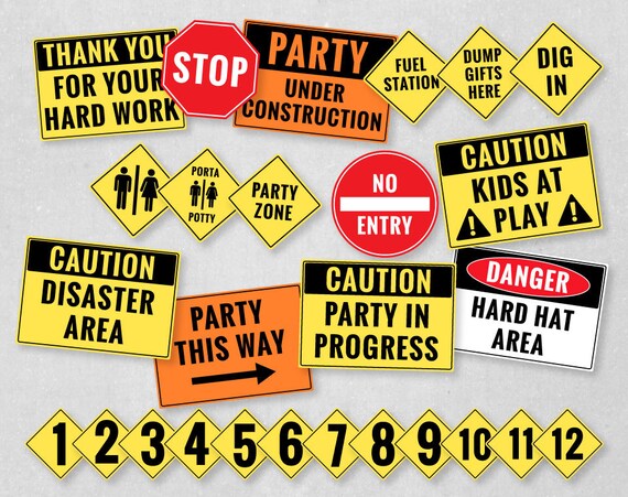Construction Party Signs Free Printables