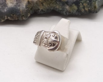 Vintage Silver Buckle Keeper Ring Size K US 5 1/8