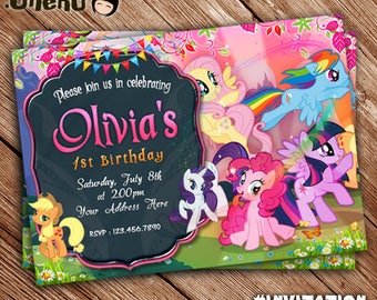 SALE 50% OFF My Little Pony Birthday Party Invitation - Unicorn - Rainbow - Colorful - Invitation for Girls - Cute Birthday Invitation