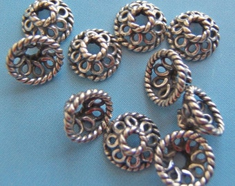 10 - Sterling Silver Bali Bead Caps