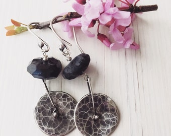 Handcrafted raw blue kyanite and sterling silver earrings