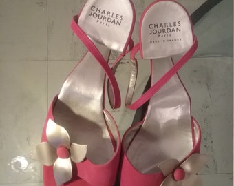 Skewed Charles Jourdan vintage, heel and sole sandals, size 36