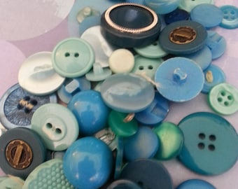Collection Teal Green Vintage Plastic Buttons Sewing Knitting Craft Supplies Sixty + Buttons