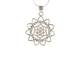 Seed of Life Sterling Silver Pendant Necklace Spiritual jewellery Yogi Jewellery Geometry Jewellery Handmade Free UK delivery