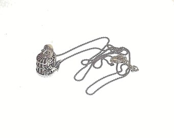 Silver bird cage Necklace 28" Necklace Silver colour bird cage necklace handmade