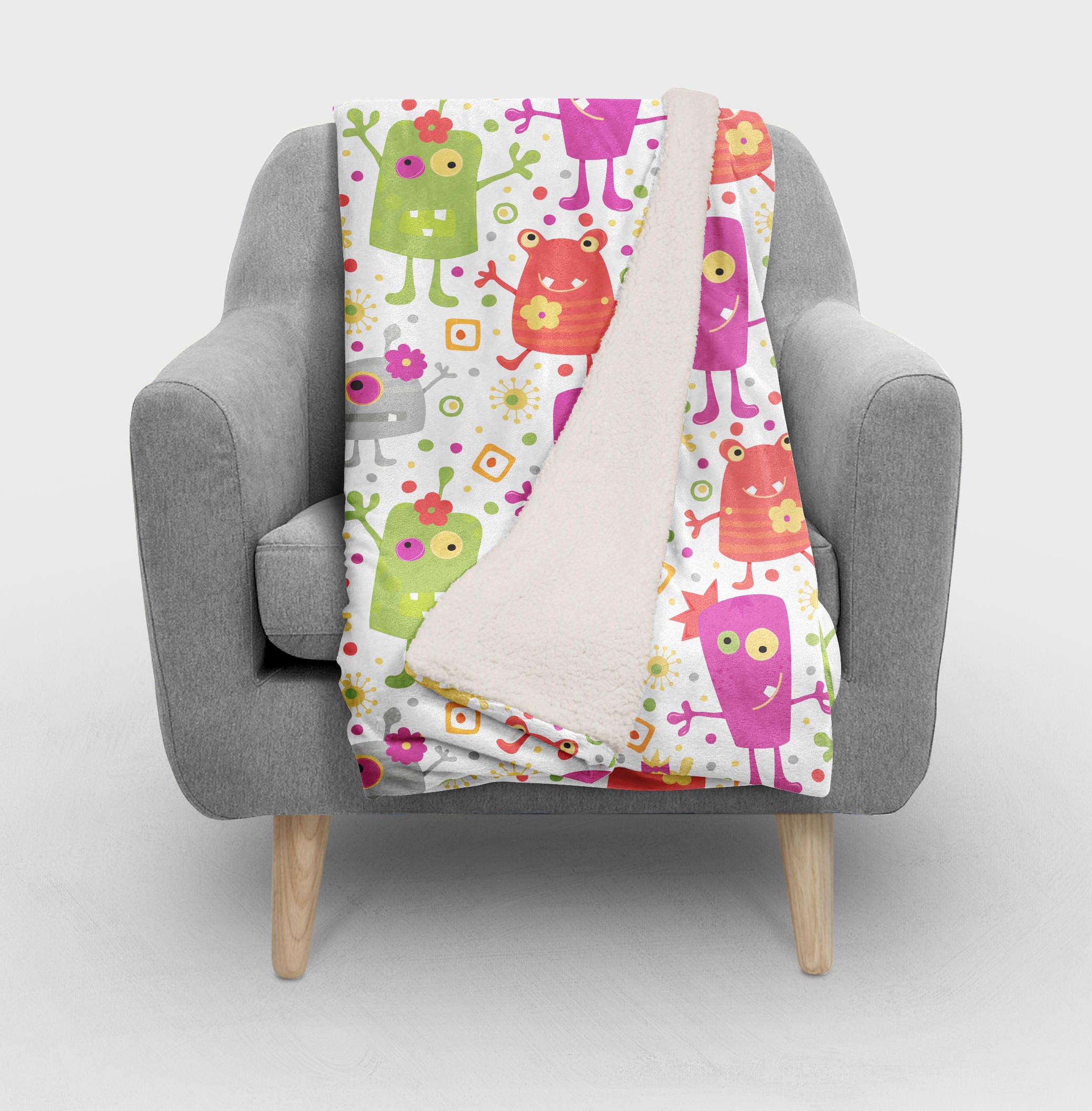 Girl Monsters Blanket Fleece Blanket or Woven Throw Blanket