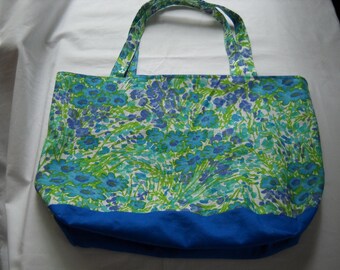 Reusable Fabric Grocery Bag. Fabric Farmers Market Bag. Great Tote for your Garden Gnomes.