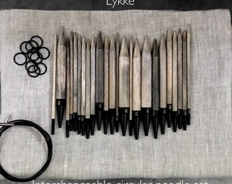 Lykke driftwood 5" interchangeable circular needle set