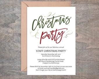 Christmas Party Invitation, Printable Invitation Template, Instant Download Editable PDF WLP496