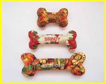 Personalized Holiday Dog Toy with Squeakers - Fall & Christmas Quilt Designs - Small, Medium and Large Sizes