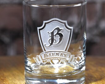 Custom Engraved Whiskey, Scotch Rocks Glass (M30)