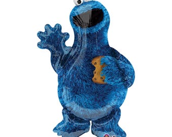Cookie Monster Balloon - Jumbo Foil Cookie Monster Balloons - 35" Cookie Balloon -Sesame Street Decorations Baby Shower First Birthday Decor