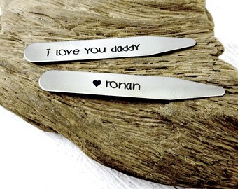 I Love You Daddy - Personalized Collar Stays - Set of 2 - Valentine's Day - Father's Day - Grandpa - Dad - Men's Gift - Valentine's Day
