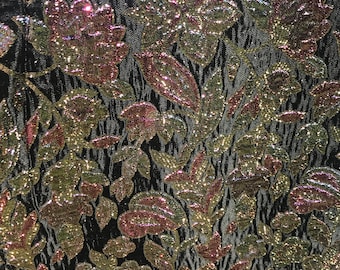 Vintage Metallic Fabric Floral Lame Style