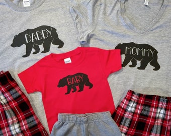 Bear Family Pajamas, Family Christmas Pajamas, Infant Toddler Youth Christmas Pajamas, Holiday Pajamas, Bear Family