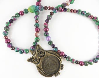Car rear view mirror beaded owl charm car accessory