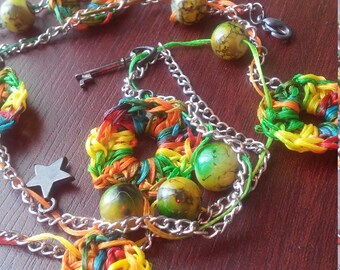 Natural jade stone handmade colorful chic necklace