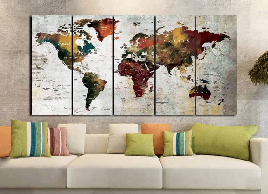 world map artworld map canvaslarge world mapworld map wall artabstract world mapabstract map artwatercolor world mapwatercolor map