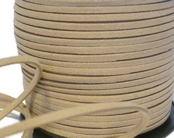 Tan Faux Suede Cord 3mm, Beige Micro Fiber Vegan Leather Lace, Light Khaki Beading Lace, Jewelry Making Cord, Braided Headband Making