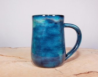 Blue and Green Handmade Pottery Coffee Mug