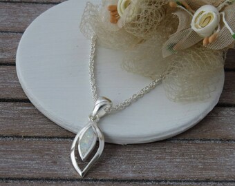 White Opal Necklace, White Opal Pendant, October Birthstone Necklace, Opal Jewelry, White opal jewellery, Opal Silver Pendant, Opal Gift