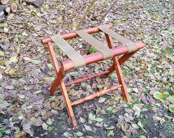 Vintage Wood Luggage Rack Rustic wood Suitcase Stand