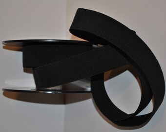 elastic ribbed flat 50mm / 5cm black by the yard
