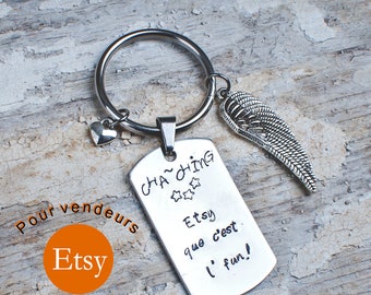 ChaChing Ketching, Etsy, Etsy sellers, Etsy gift idea, Etsy Shop, made in Quebec, stamped hand stainless steel, it's fun