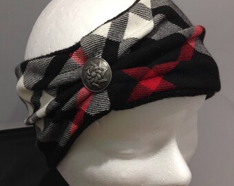 Plaid button headband