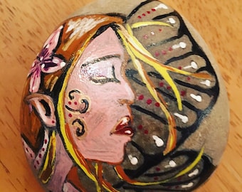 Hand painted fairy stone