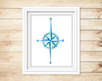 Compass rose print | Etsy