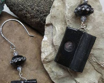 Black Polymer Clay Earrings