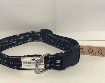 Dog/ Puppy Collar with rose gold arrows - extra small, small, medium, large, extra large - FREE SHIPPING