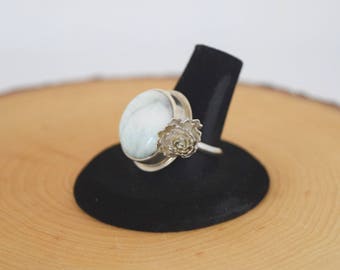 Larimar and Succulent Sterling Silver Ring