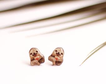 Sloth studs , Animal earrings , Sloth earrings , Funny studs , Funny gift idea , Hipster sloth studs , Sloth lover gift , Animals studs