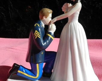 US Army MILITARY soldier prince wedding cake topper KNEEL