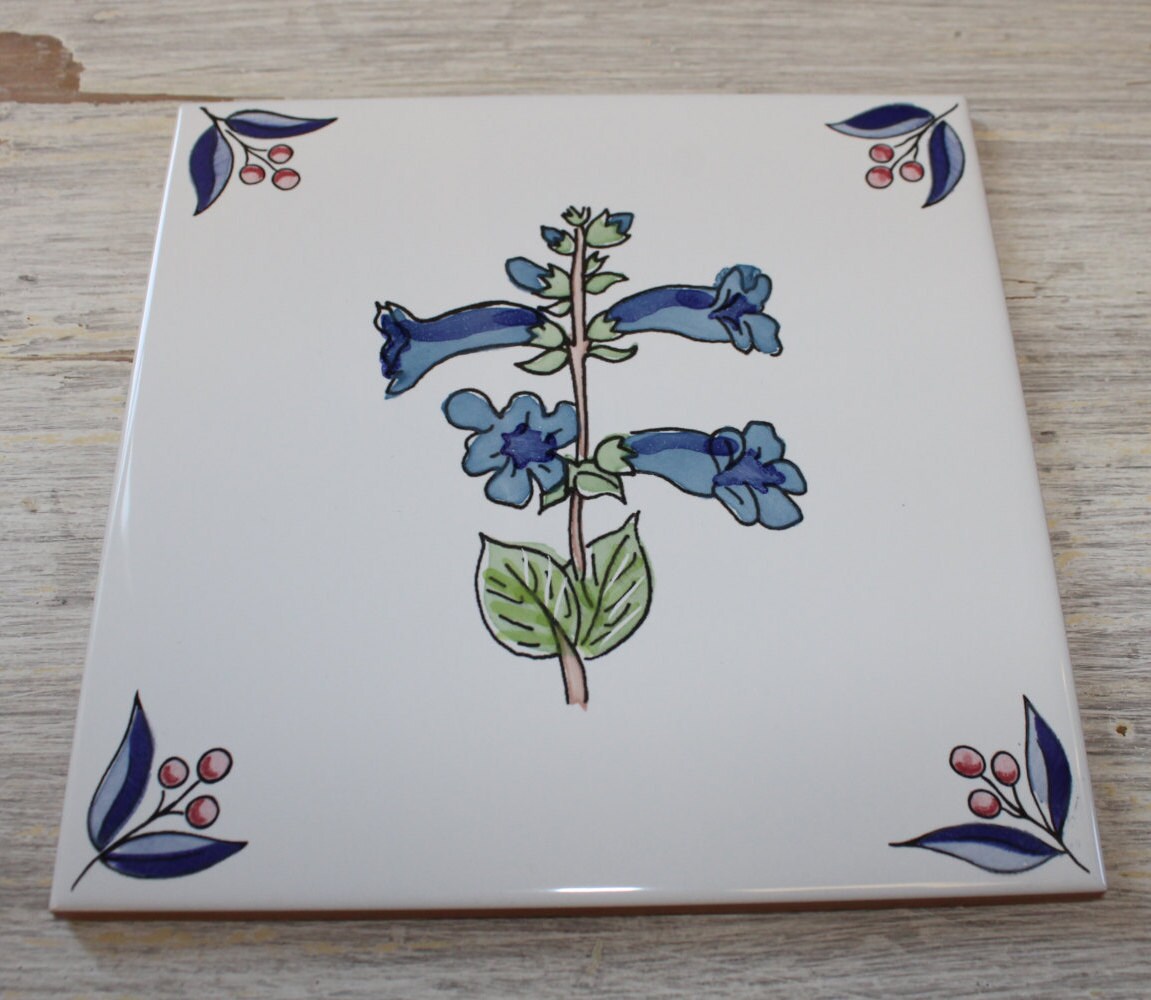 Blue Flower Terracotta Ceramic Tile Backsplash Decorative