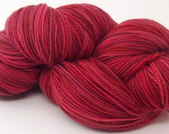 Papaya, red, ColorPurl Ritzy XL, Merino Cashmere Nylon, MCN, Hand Dyed Sock Yarn, 600 yards